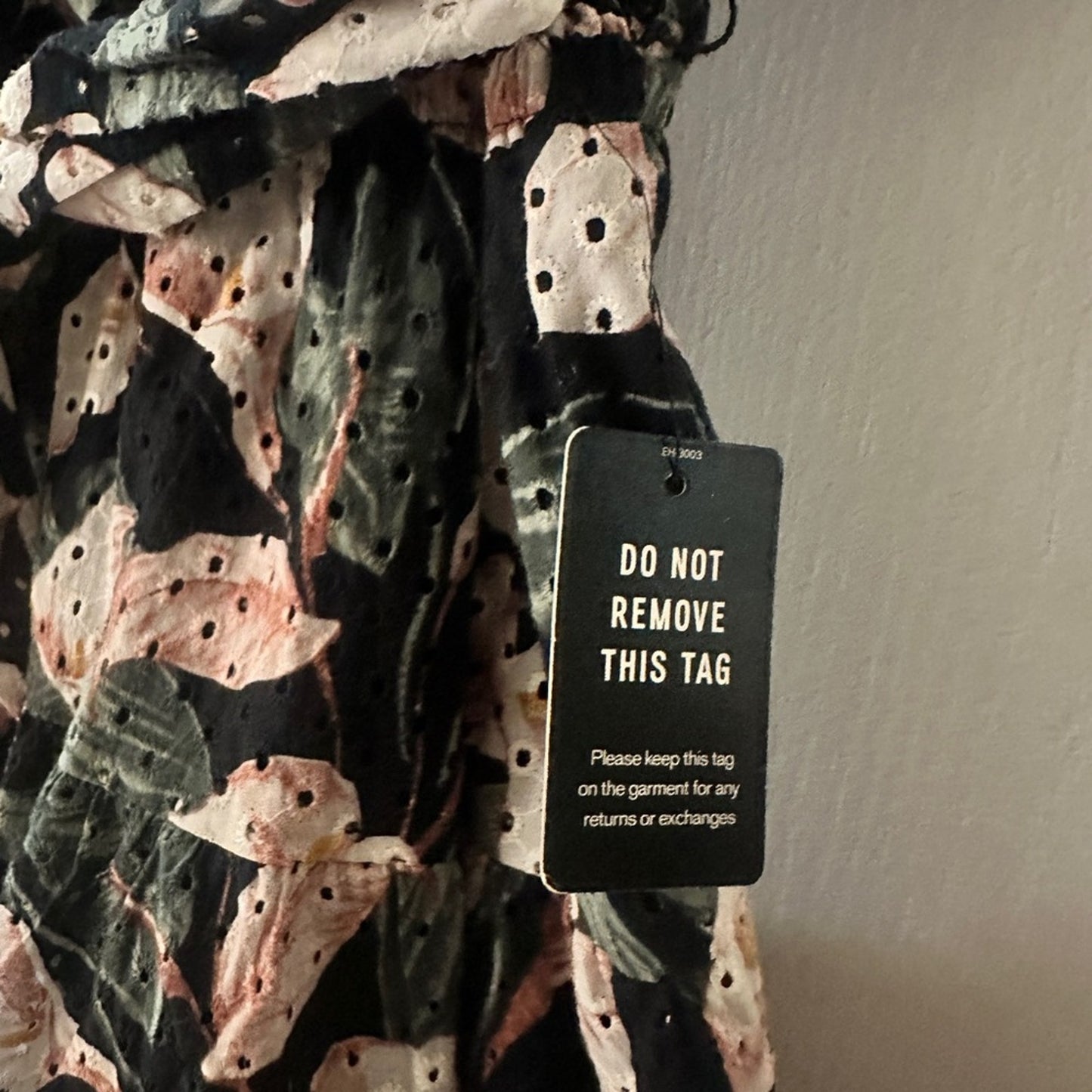 NWT Express black floral print cotton eyelet dress size small