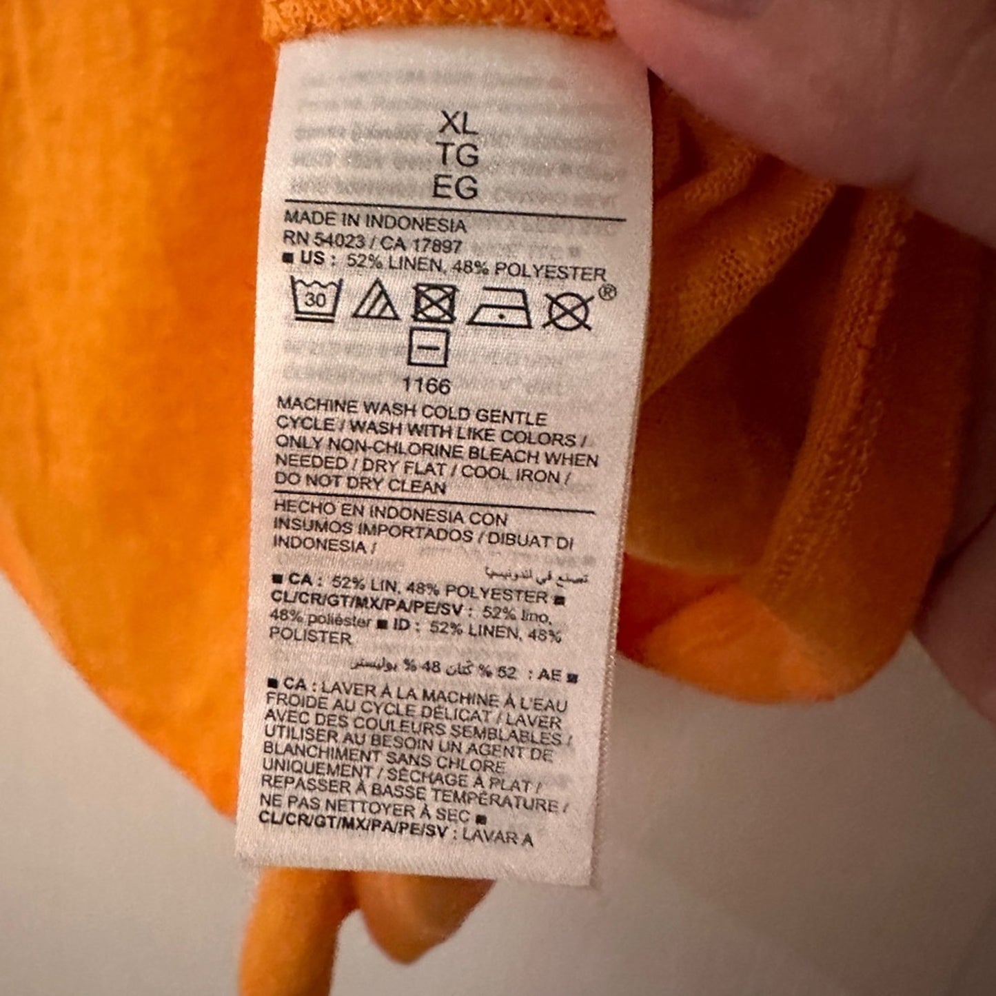 🍷Old navy orange linen blend vneck ss tee shirt size XL maternity