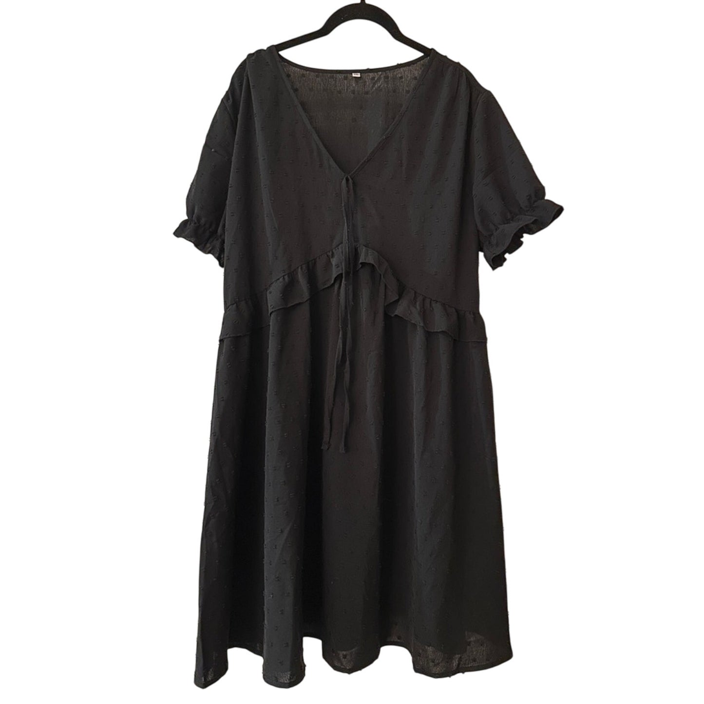 Elegant Black Ruffle Dress XXL