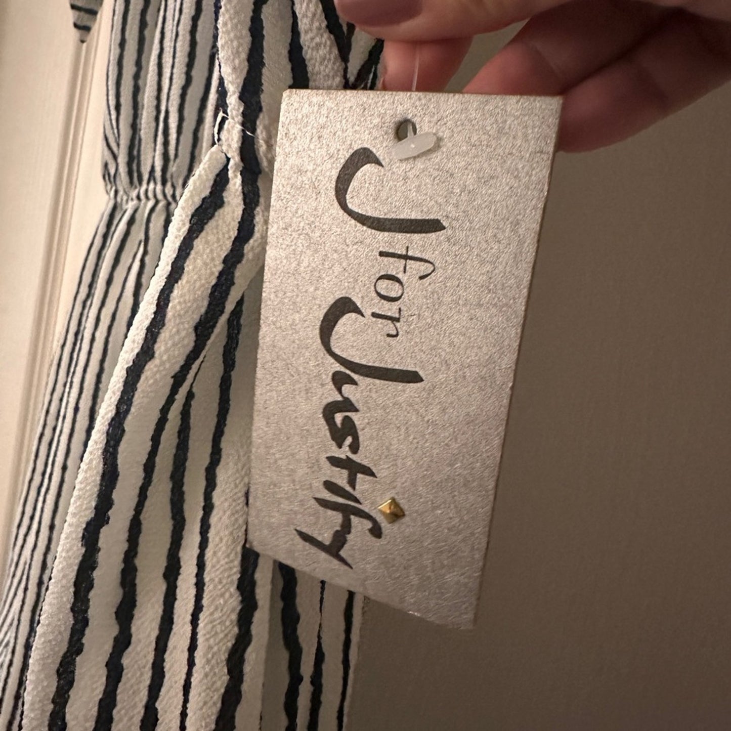 NWT J For Justify Striped Navy and White Dress size XL