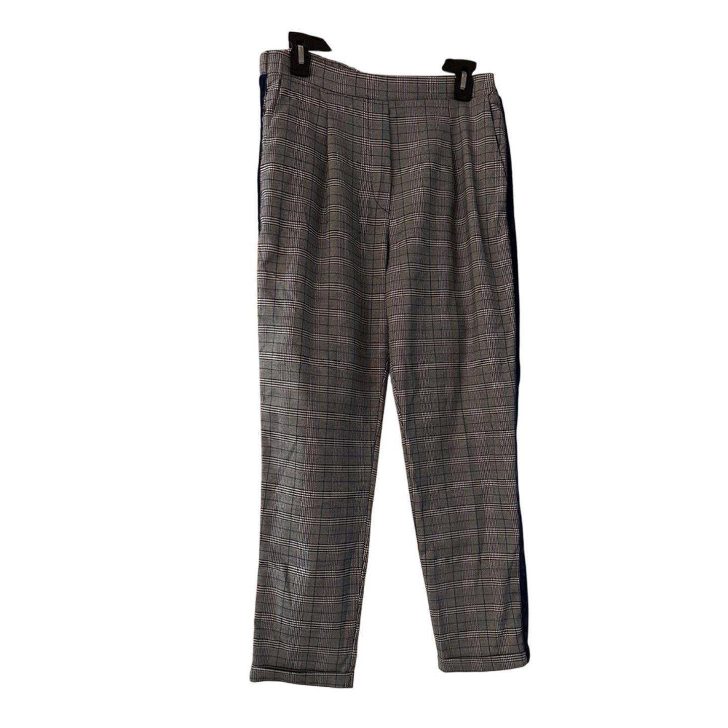 Elenza grey white and navy plaid houndstooth trousers size large