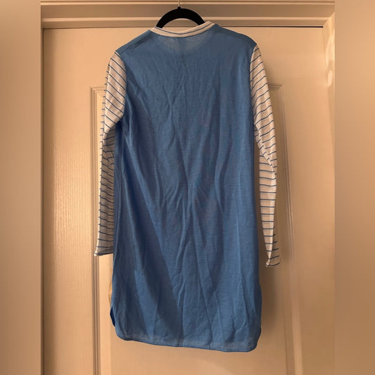 NWT Jennifer Dale vintage 70s blue and white knit gown size 9