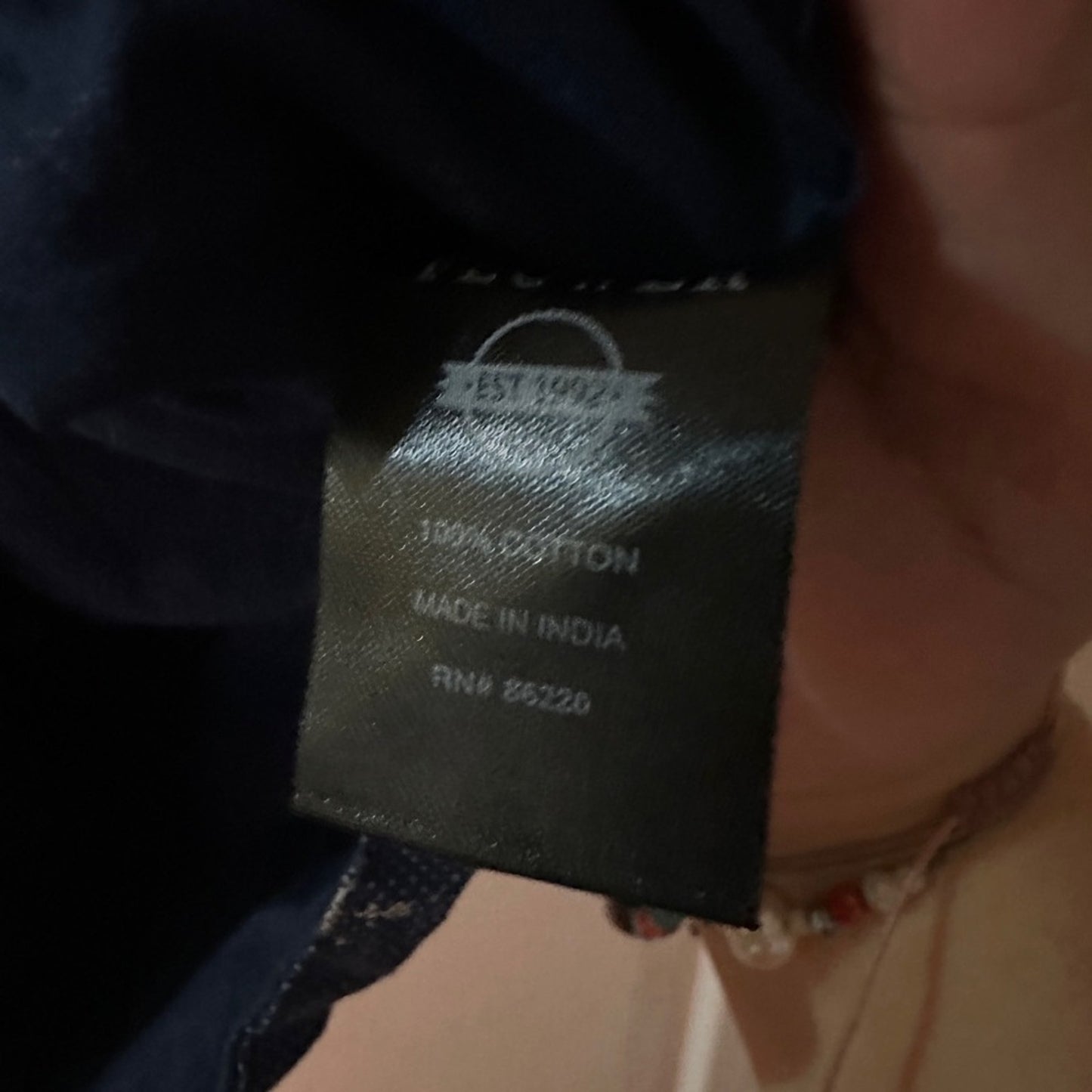 Denim & Flower blue and white nautical print blue button down shirt slim fit M