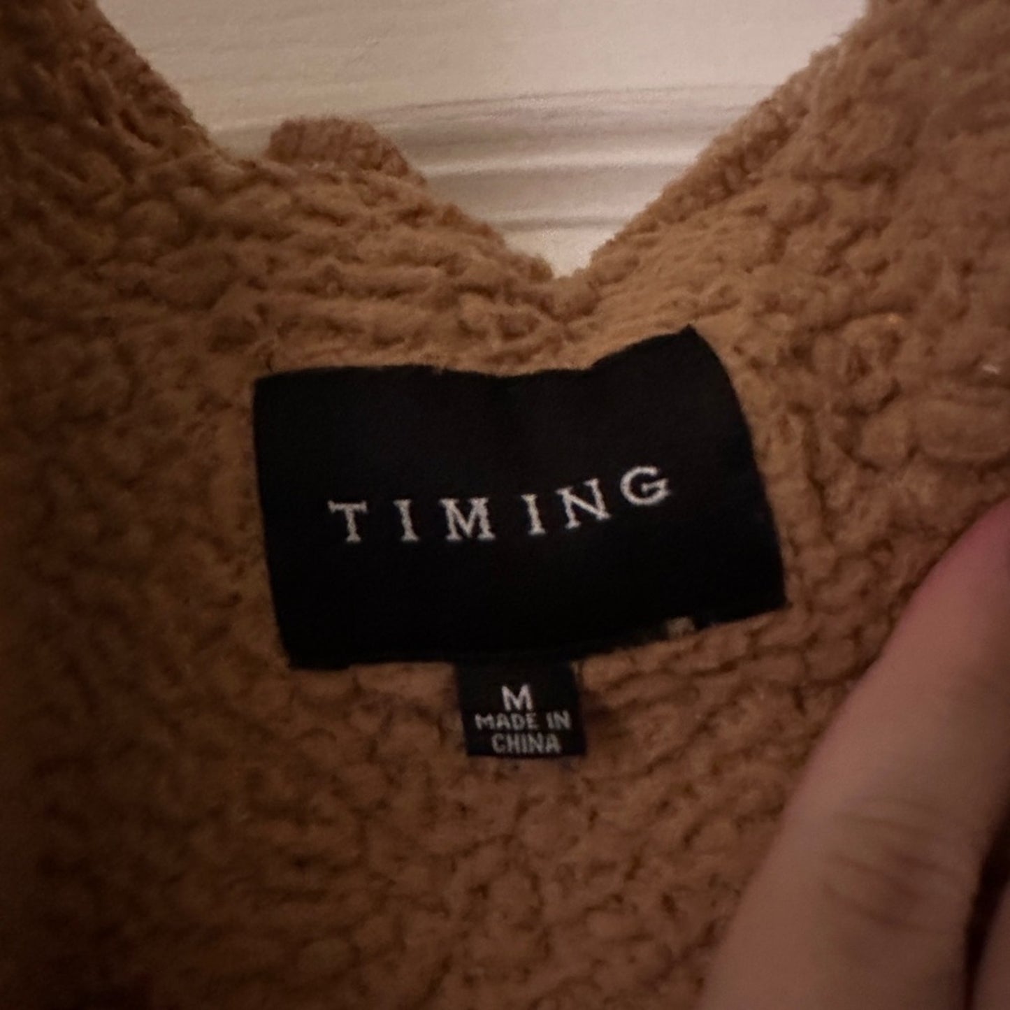 Timing brown sherpa hooded cardigan size medium