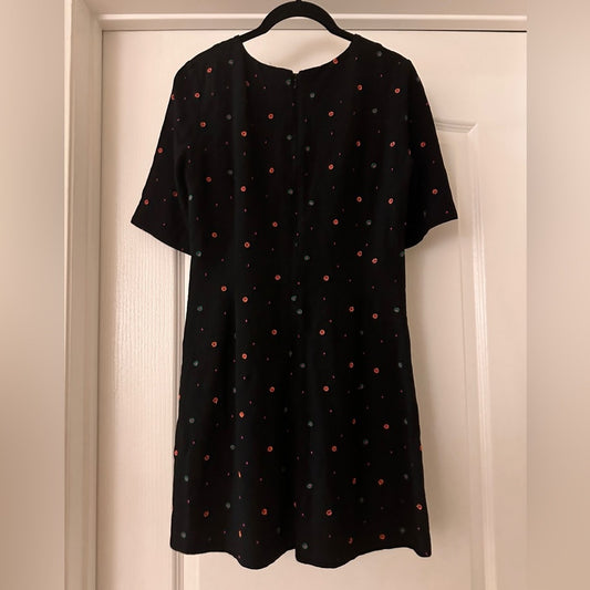 & other stories black linen blend embroidered dress size 4