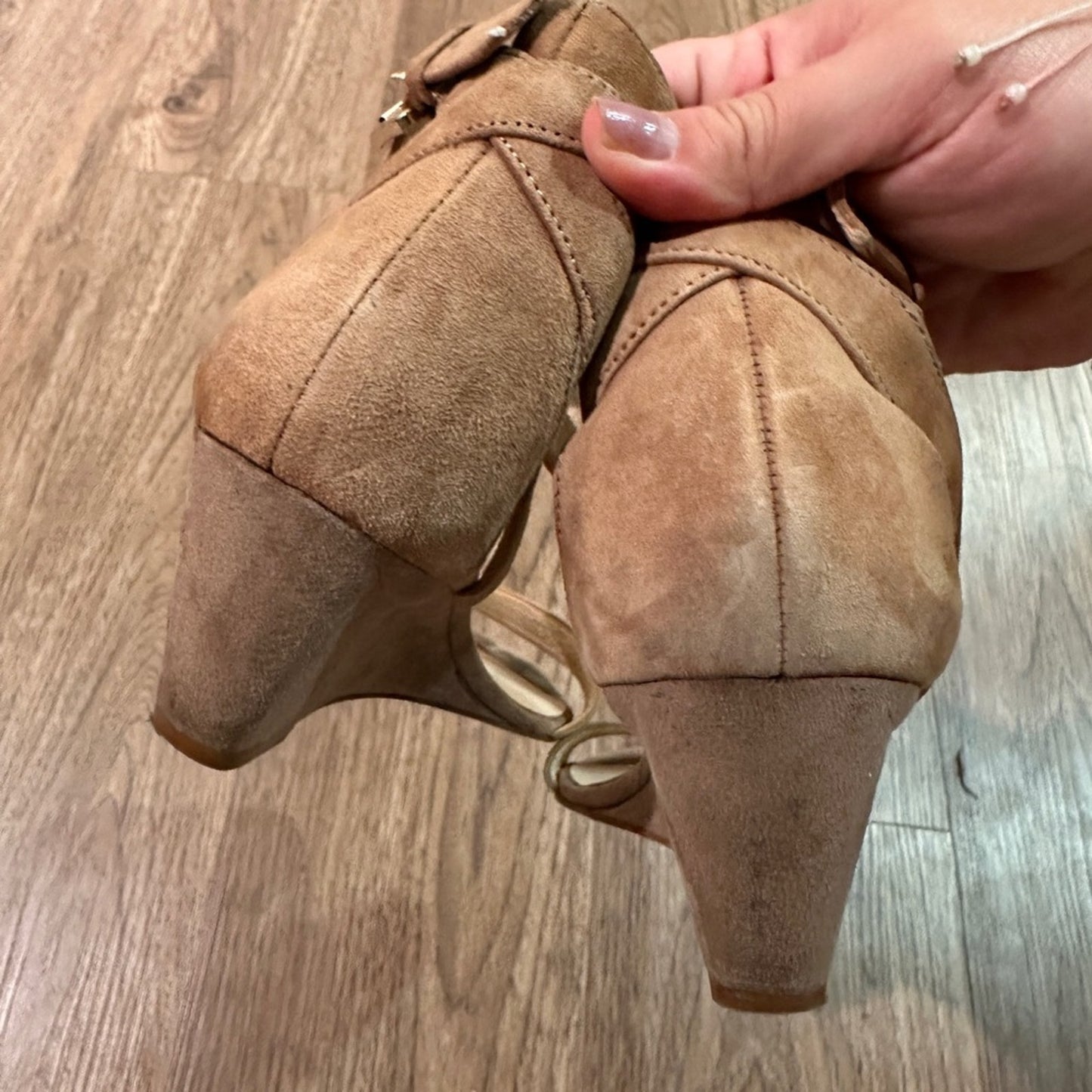 Nine West leather suede platform sandals size 8