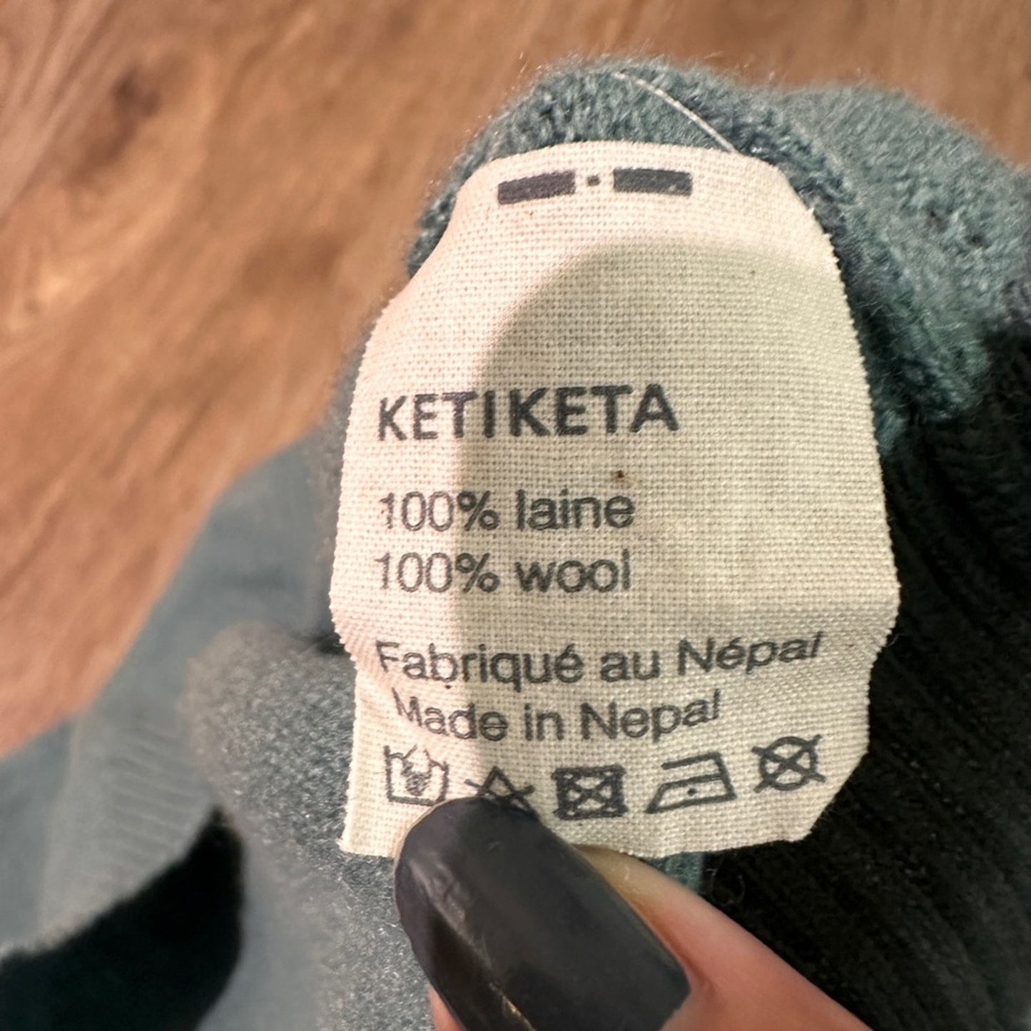 KetiKeta 100% lane wool unisex teal green sweater size 10
