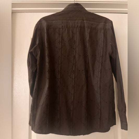 SQ Wear brown micro patterned button up shirt size small