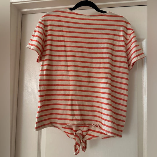 Old Navy Micro French Terry orange and white striped ss tee shirt size medium