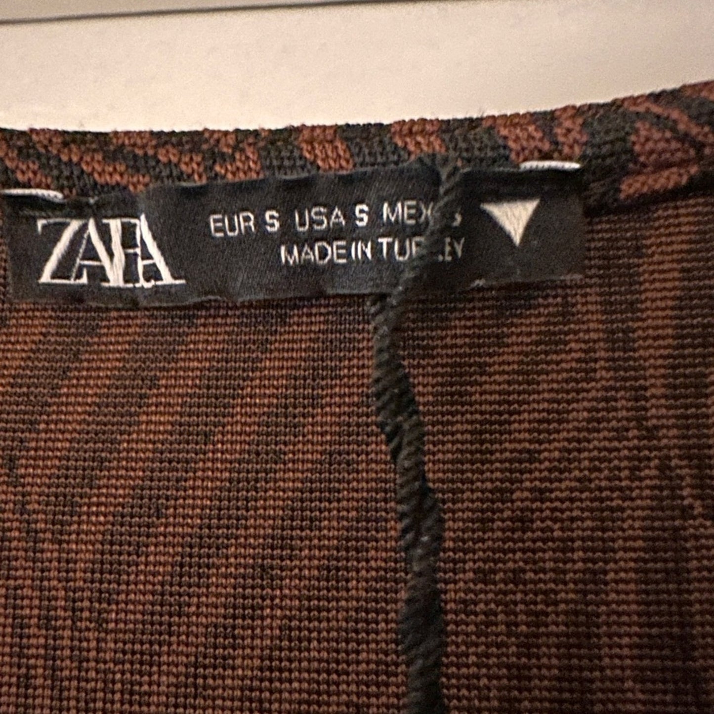 Zara black and brown bodycon mini dress size small