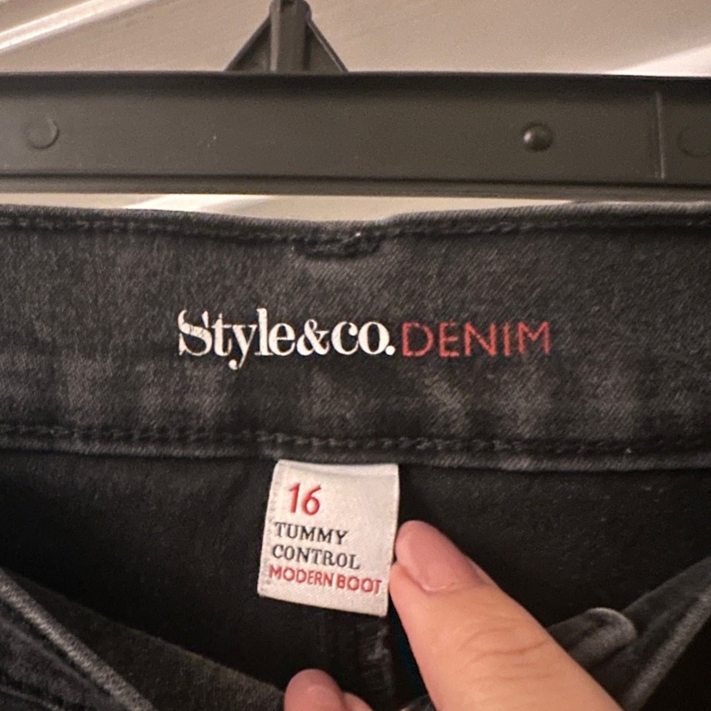 Style & Co. black tummy control mixer boot cut jeans size 16