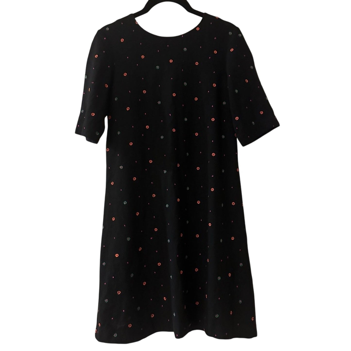 & other stories black linen blend embroidered dress size 4
