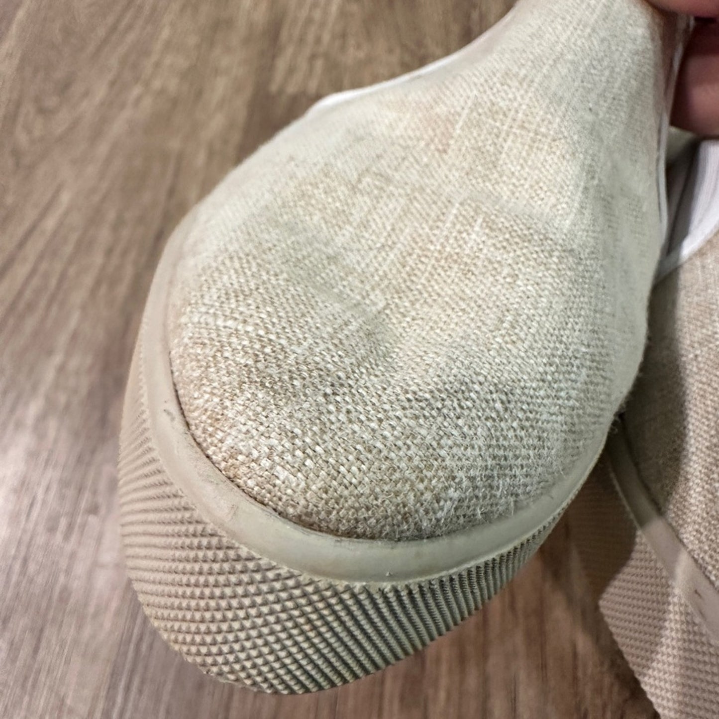 Vince slide on pointed toed beige canvas oxfords size 5.5