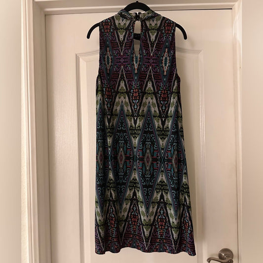 🍷London Times multicolor tribal diamond print sleeves dress size 10