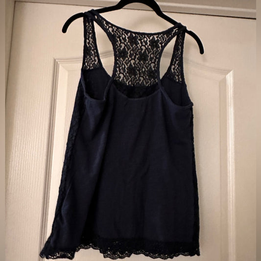 Abercrombie & Fitch Lace Racerback Tank Top in Navy Size Large