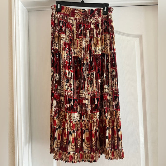 Vintage cotton gauze Indian block print skirt, one size petite length