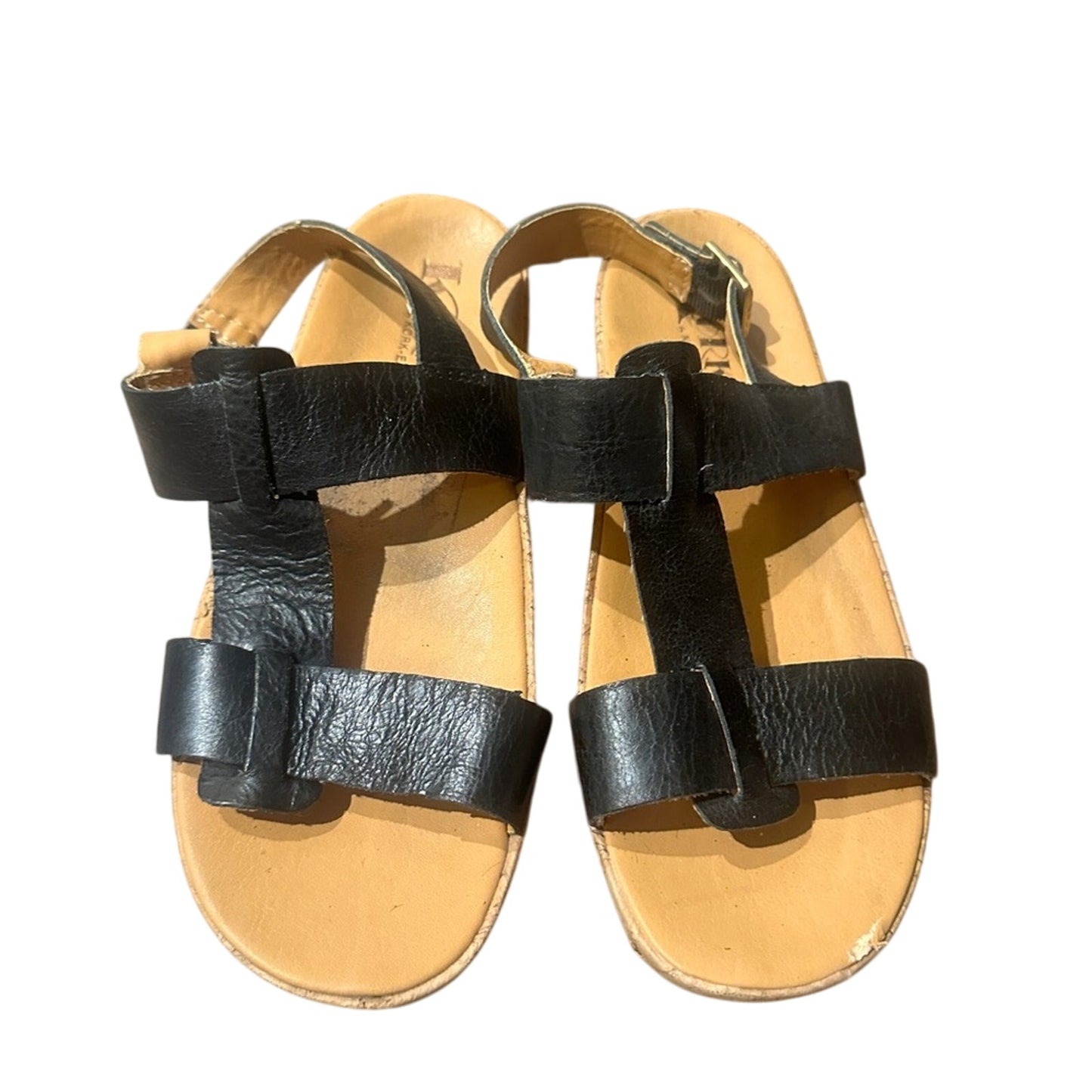 🍷Korks black leather heel strap kork sandals size 7