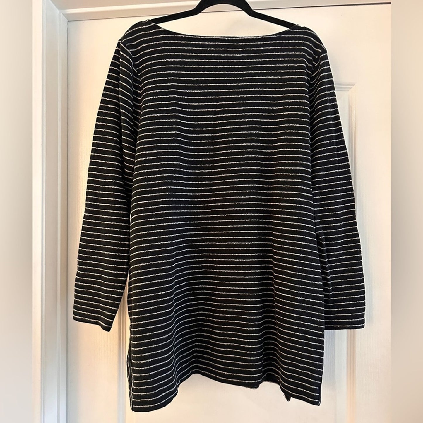 🍷J.Jill navy and white striped micro terry tunic top size XL