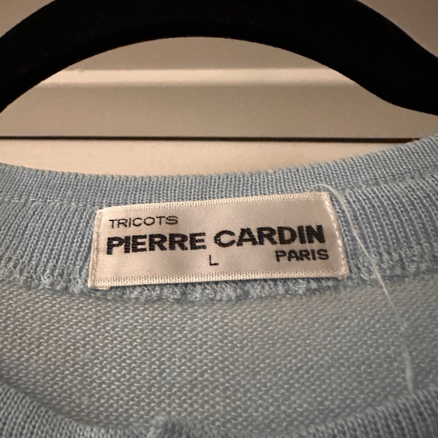 Pierre light blue and white textured Henley shirt size large