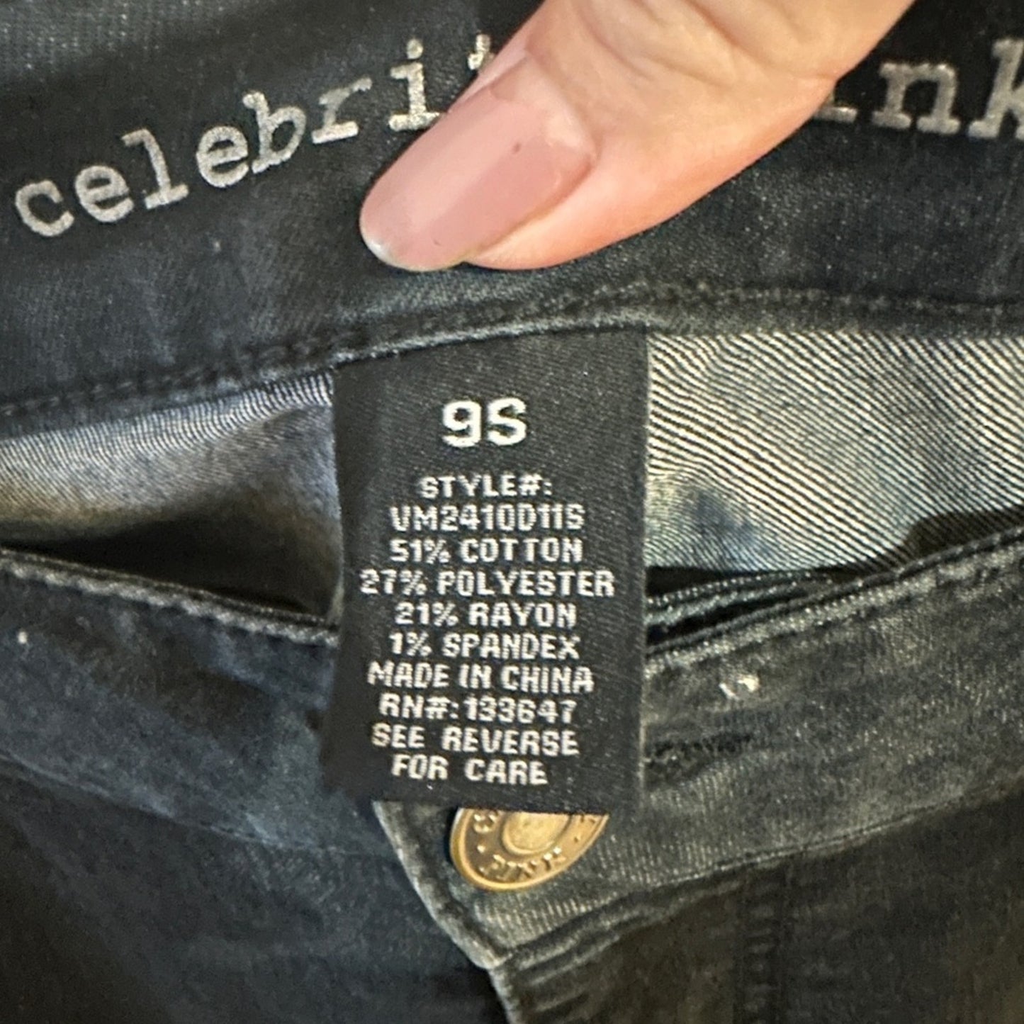 Celebrity Pink black straight tapered jeans size 9