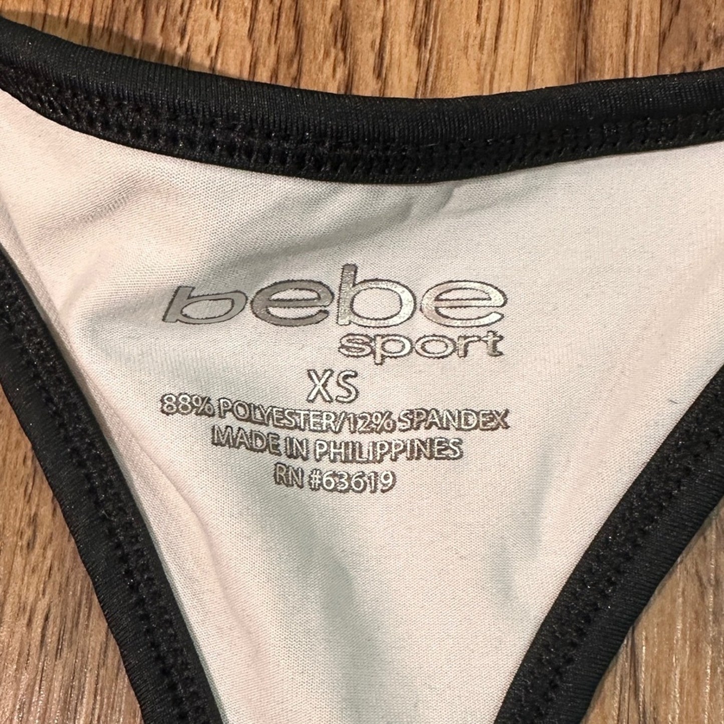Bebe black and white sports bra size xs