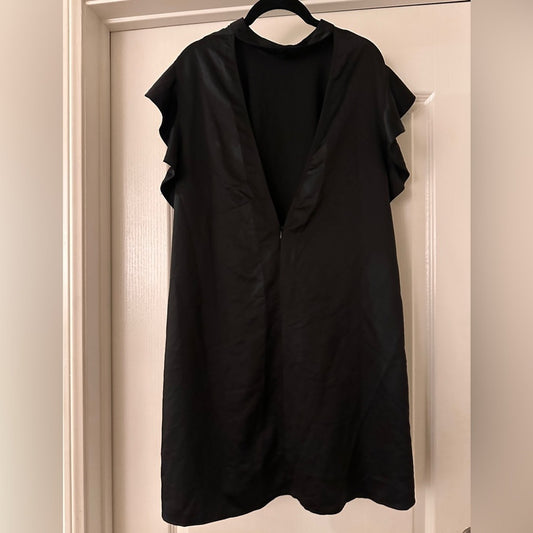 NWT Misguided Black Ruffle Sleeve Low Back dress size 12