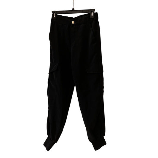 Zara black satin jogger cargo style pants size xs