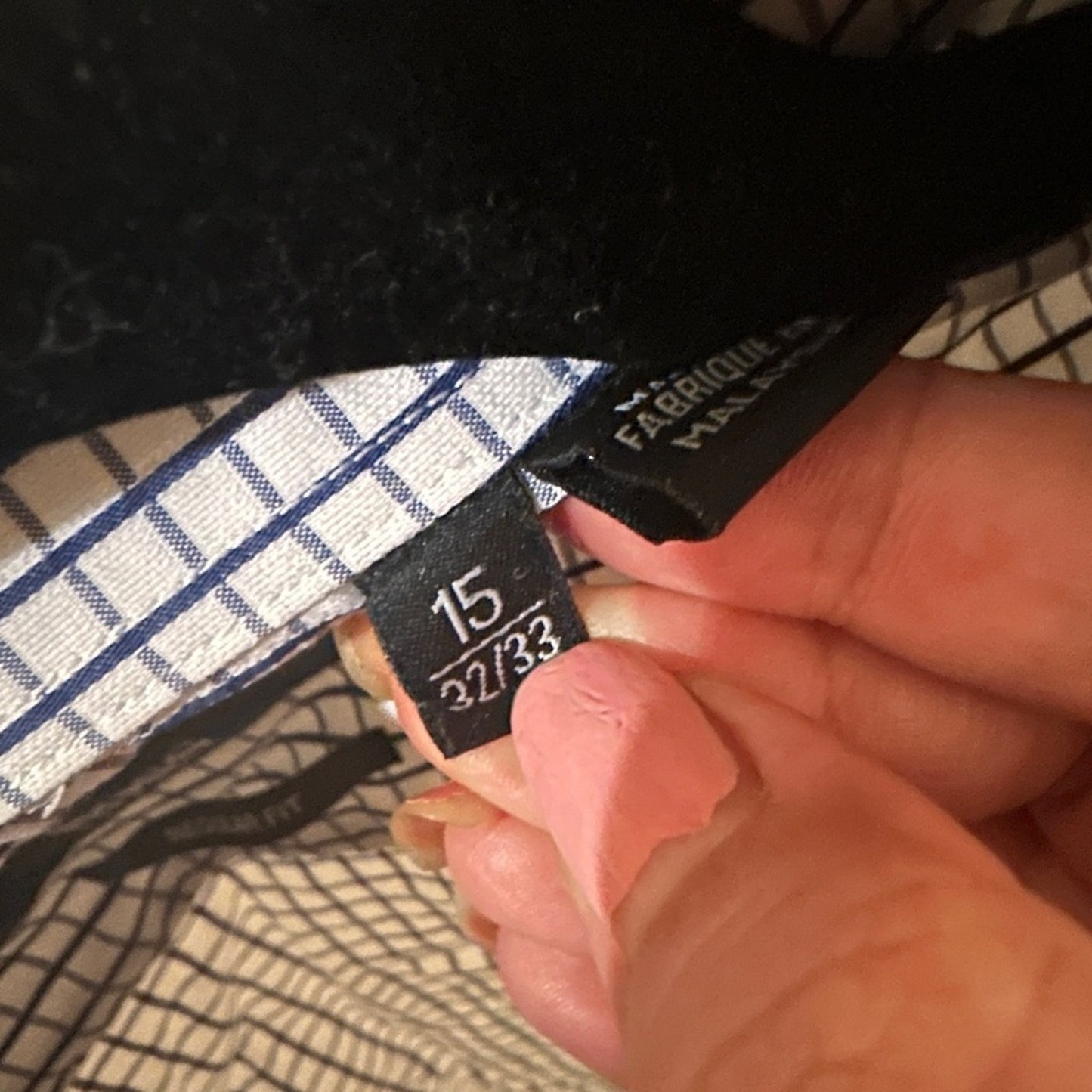 Hugo boss blue and white checkered print button down shirt size 15in