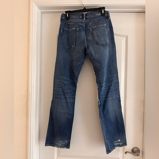 Gap 1969 authentic straight leg distressed jeans size 29x32