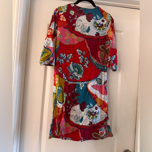 Vibrant Asian inspired floral tunic top