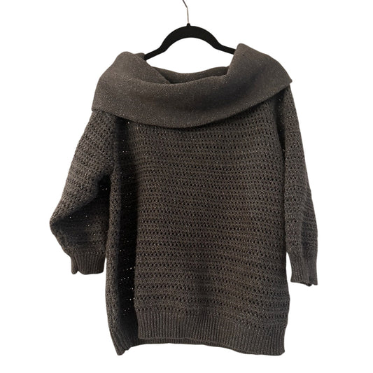 New York & Company grey metallic knit sweater size XL