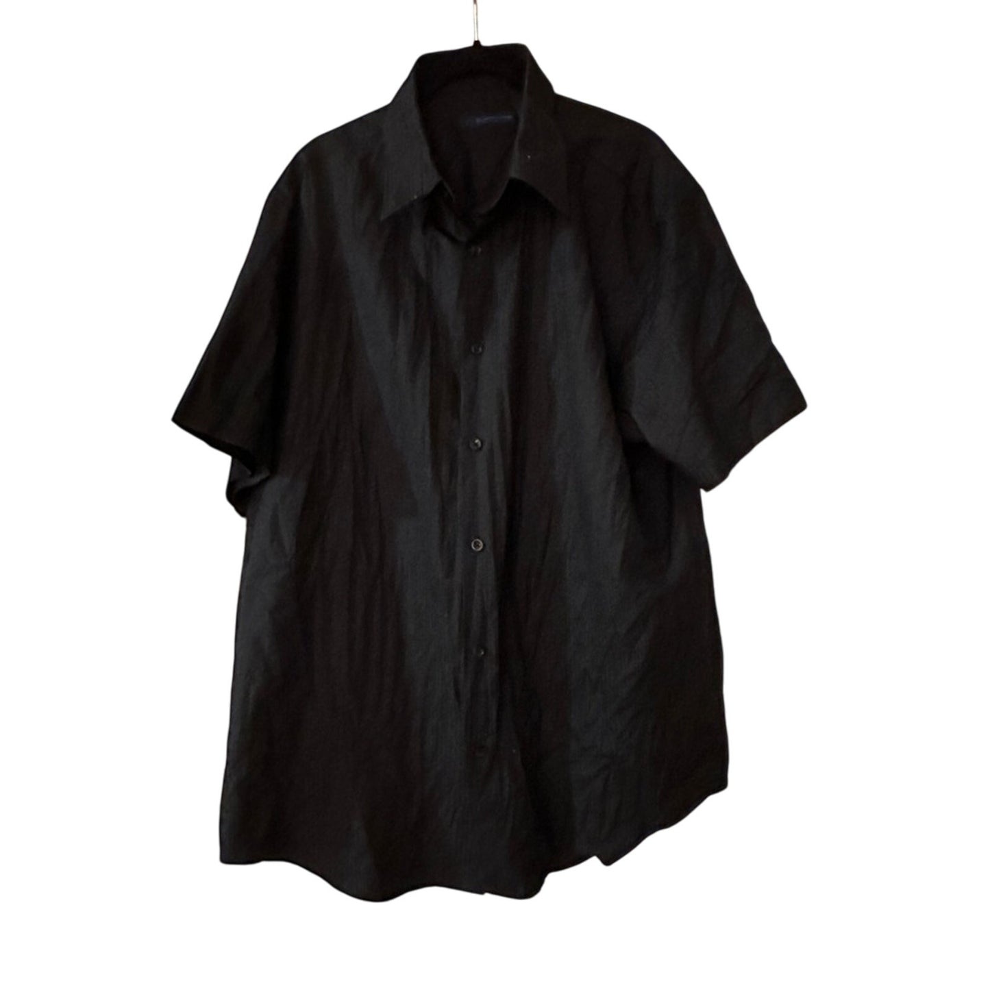 Material London 100% silk black button up shirt size XL