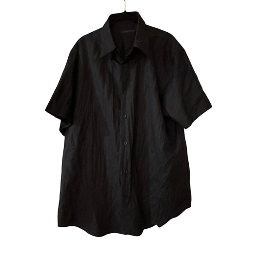 Material London 100% silk black button up shirt size XL