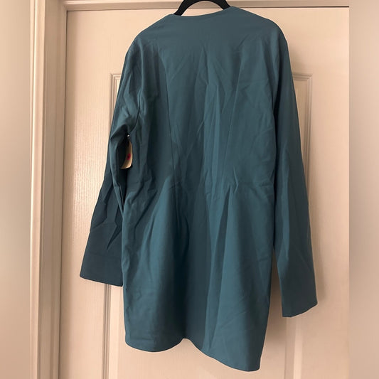 Phlemuns turquoise v neck blazer mini dress size medium