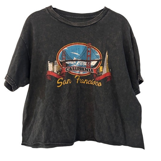 J.Gault grey acid wash tee San Francisco graphic shirt size medium