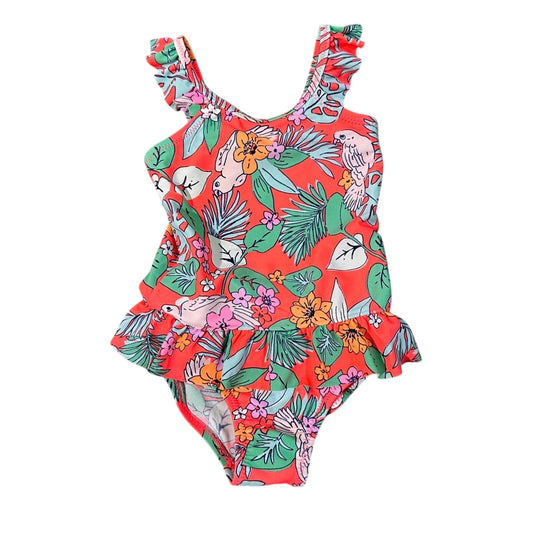 Oshkosh b’gosh pink tropical parrot print one piece swimsuit size 18m
