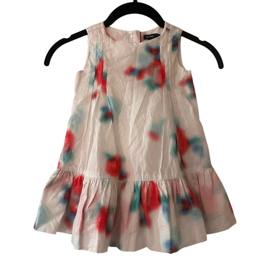 Baby gap 100% cotton white blue and red abstract print tank dress size 2t