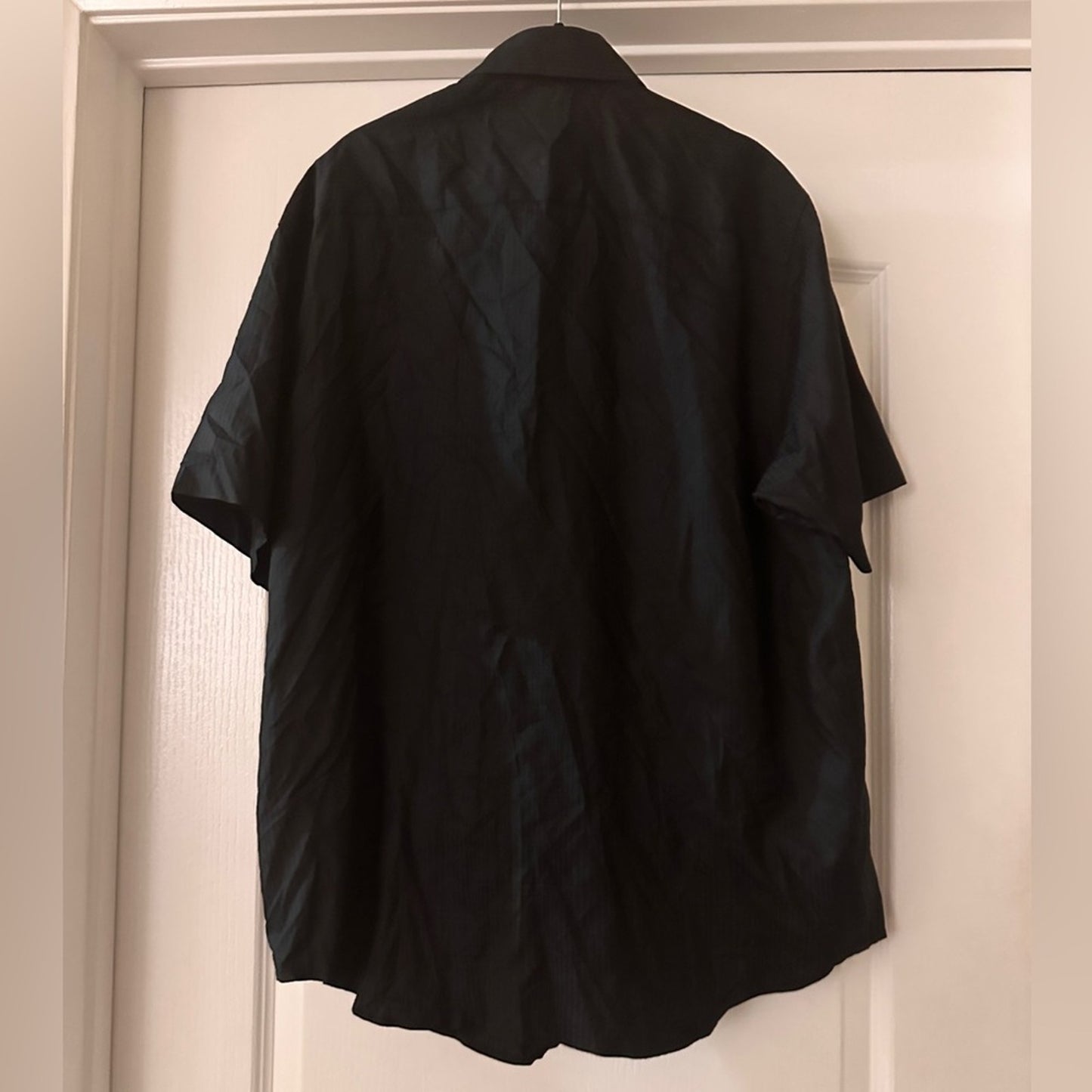 Material London 100% silk black button up shirt size XL