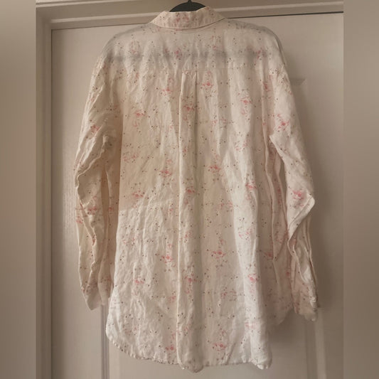 🍷Vintage CP SHADES white micro floral print button up shirt size medium