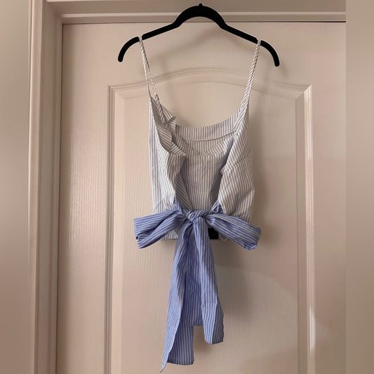 NWT Prettylittlething blue and white contrasting stripe cami top size 12