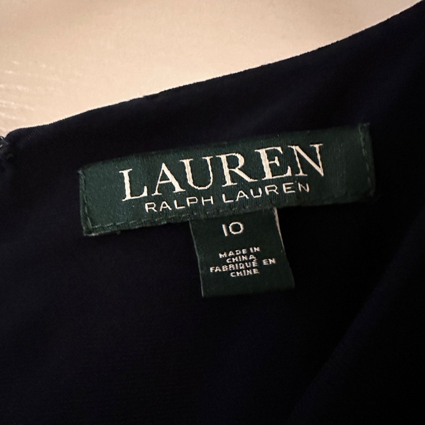 NWT Lauren Ralph Lauren navy blue vneck dress size 10