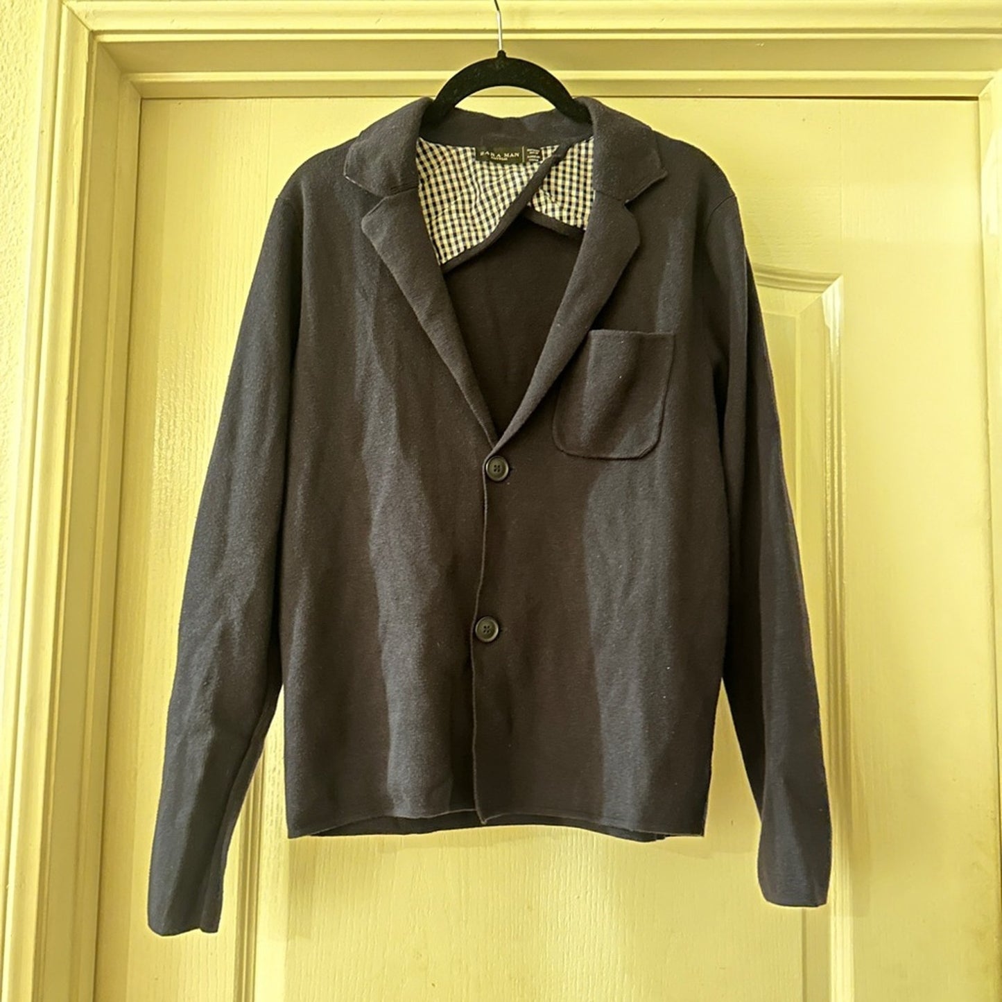 Zara Dark Navy collared knit cardigan size medium