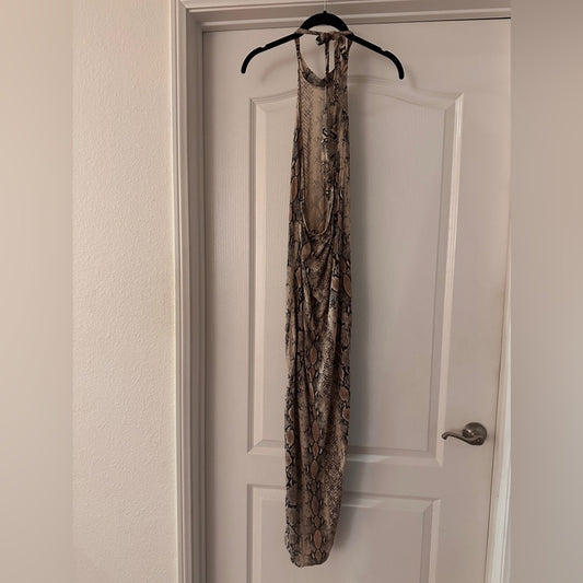 Pretty little think brown snake print halter dress size medium