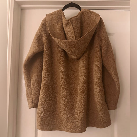 Timing brown sherpa hooded cardigan size medium