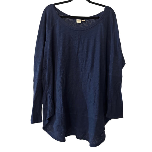 🍷Lucy & Laurel 100% cotton navy blue long sleeve tee size 2X