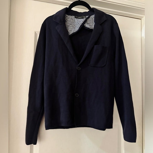 Zara Dark Navy collared knit cardigan size medium