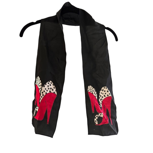 Stylish Black and Red Scarf with High Heel Design