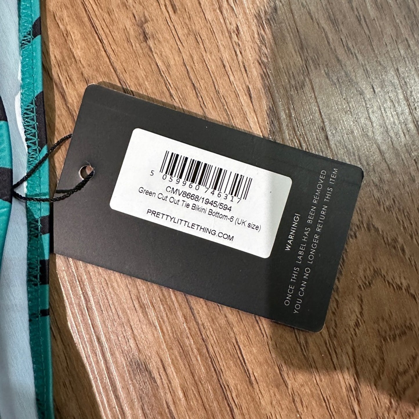 NWT Prettylittlething green and black zebra print bathing suit bottoms size 6