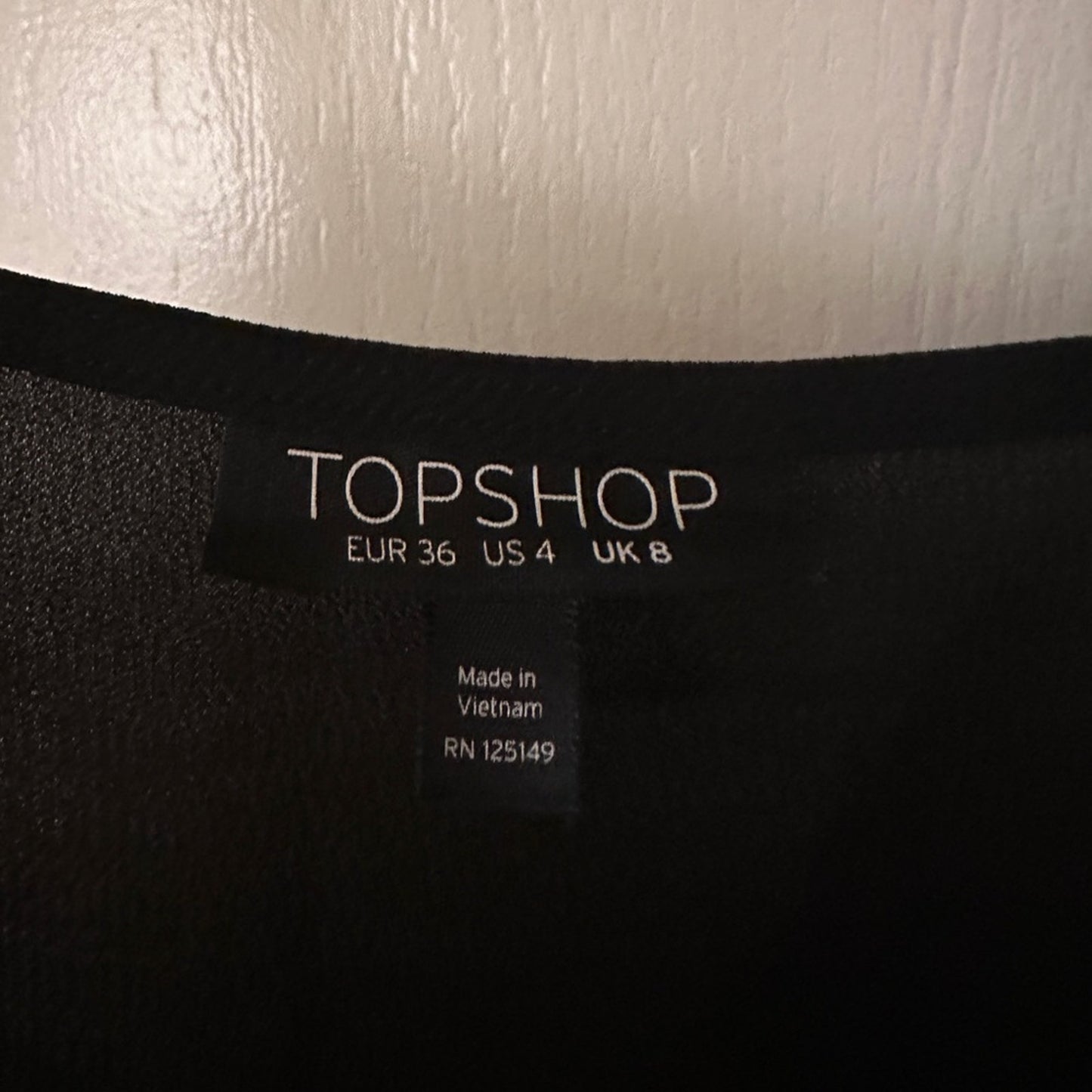 Topshop black chiffon lighter tank size 4