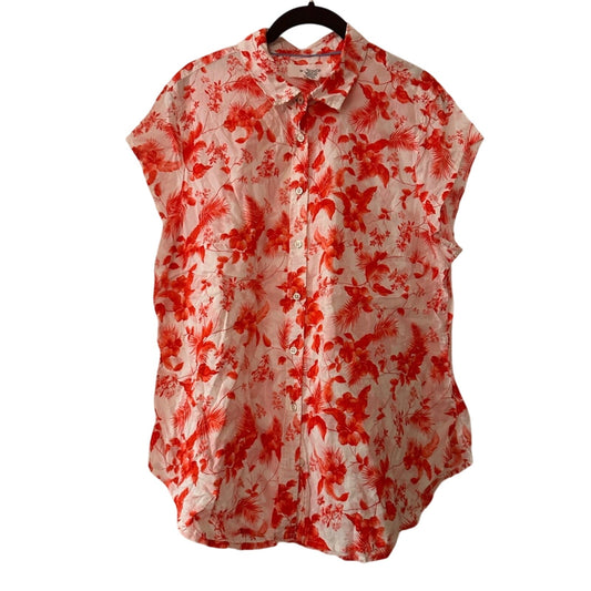 Workshop white and red floral print 100% cotton shirt size XL